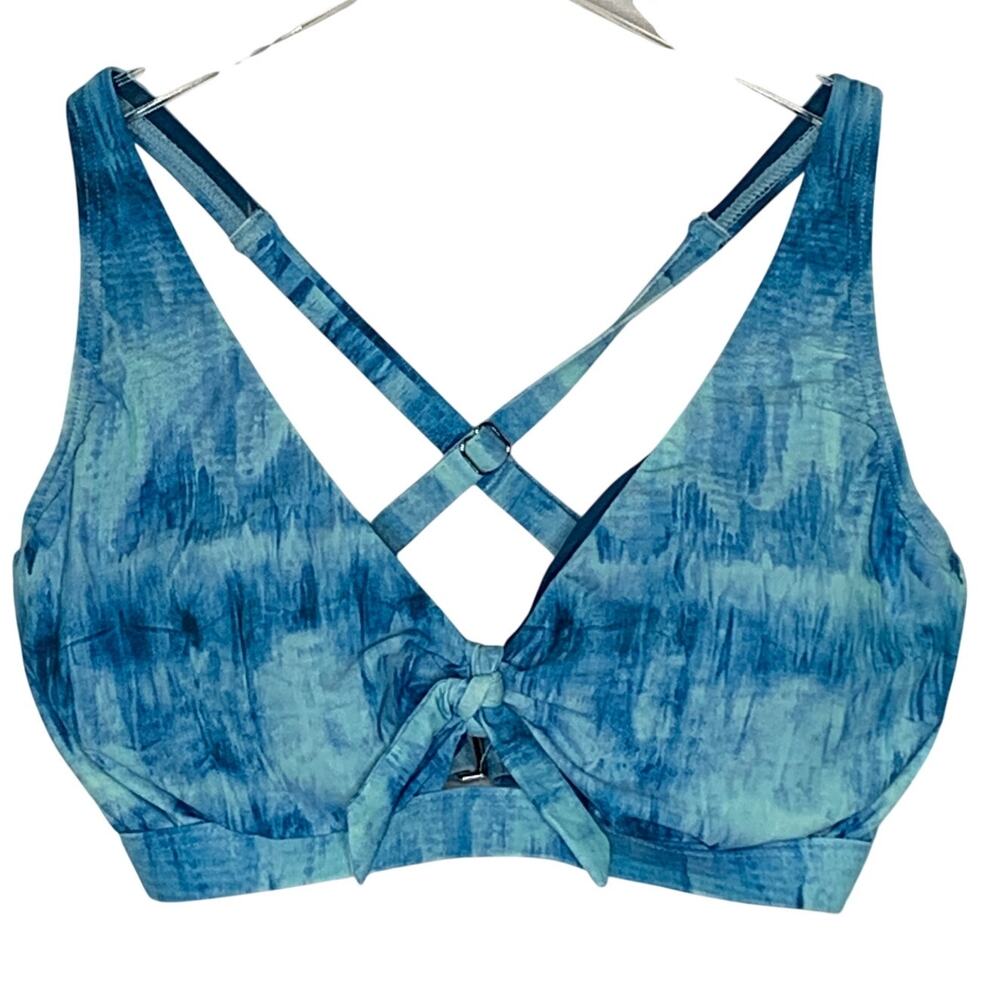 Birdsong Santorini Sea Tie Font Bikini Top 32DDD NEW Wireless Blue Resort